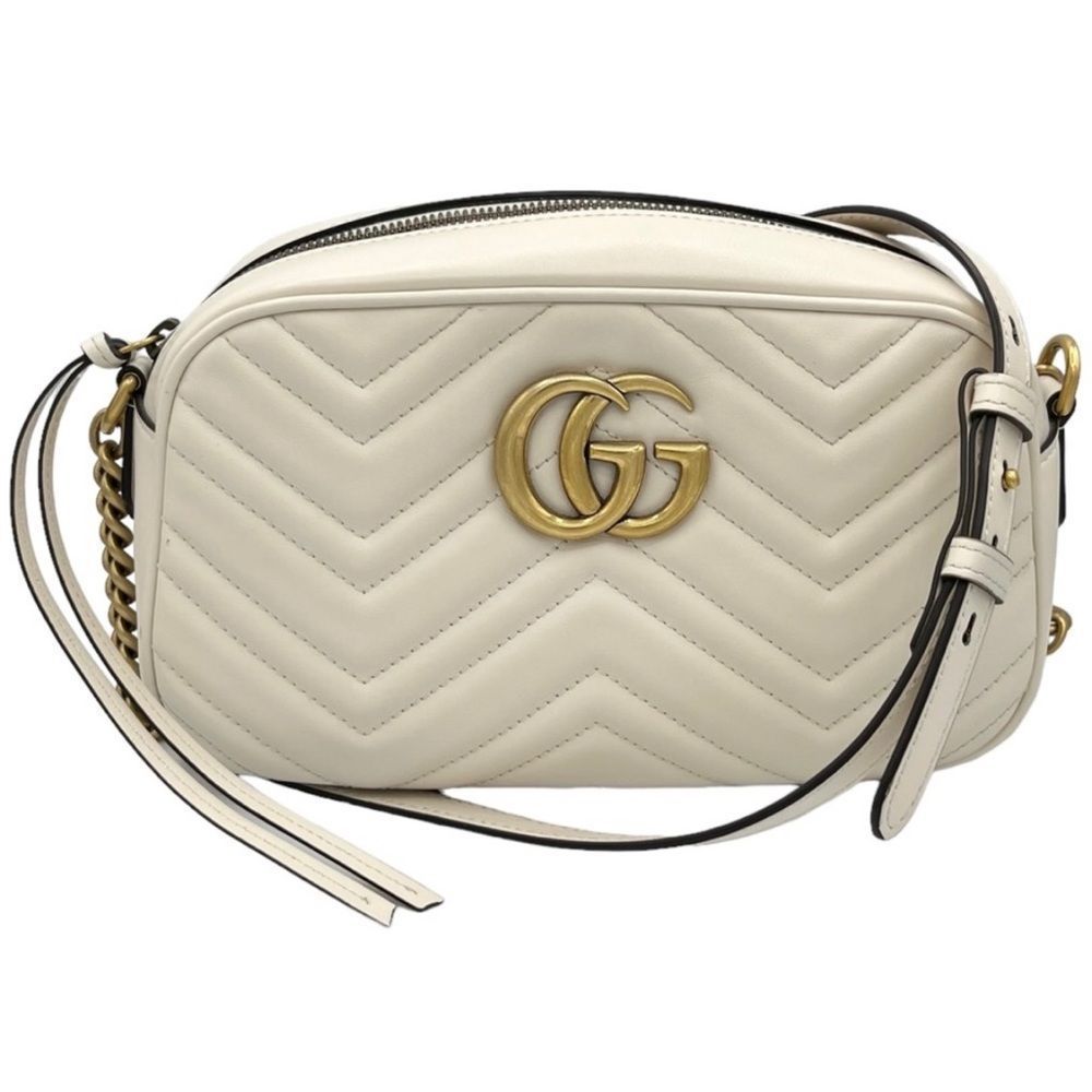 Gucci GG Marmont Matelasse Small Shoulder Bag in White Leather